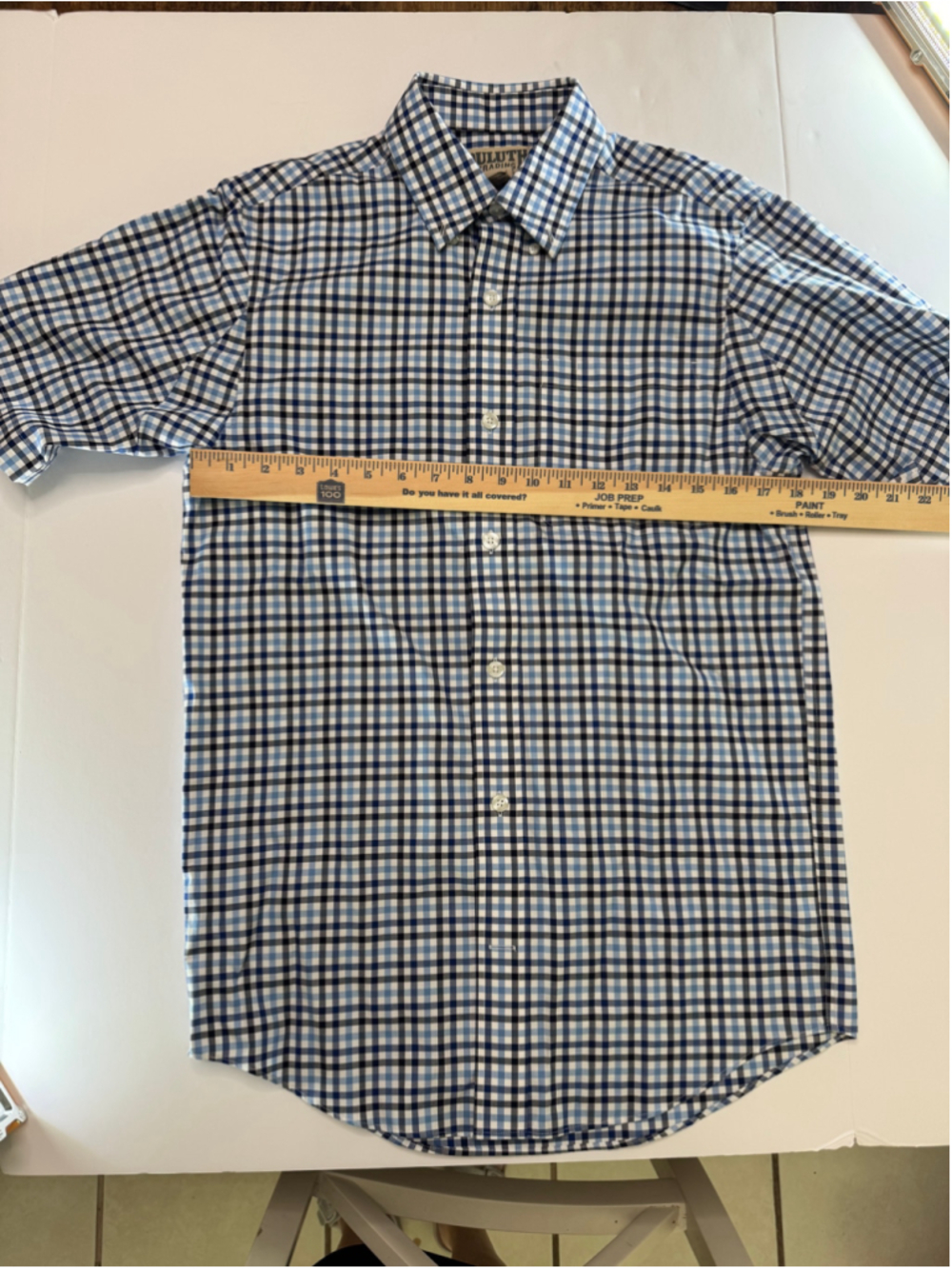 Men's Duluth Trading Co. Casual Button Down Shirt Size S Blue White Plaid